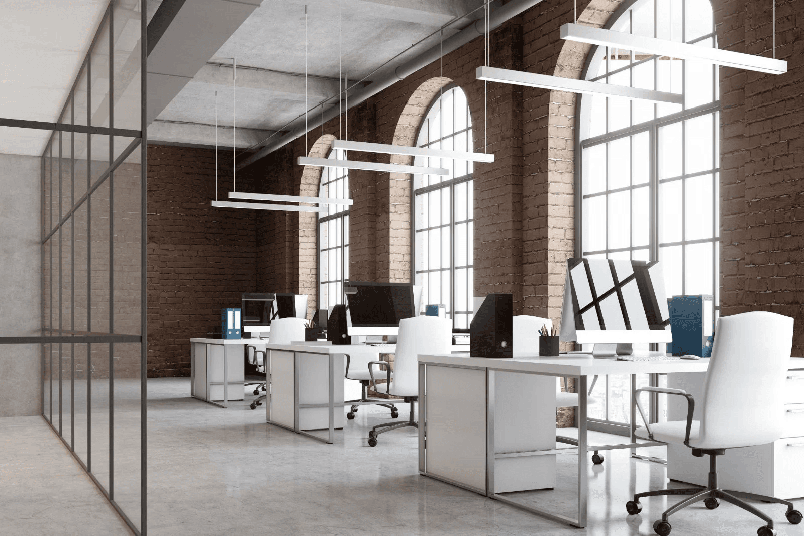 Modern office with advanced lighting controls